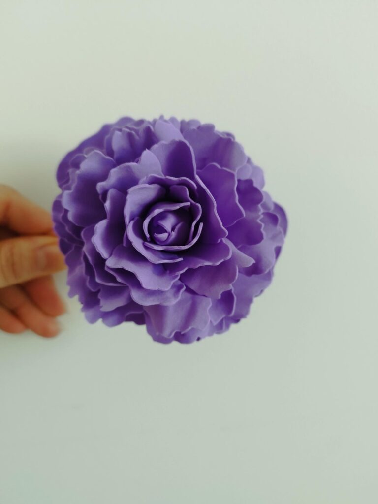 Fleur pivoine violette, en feuille de mousse, Foamiran, création artisanale, décoration intérieur