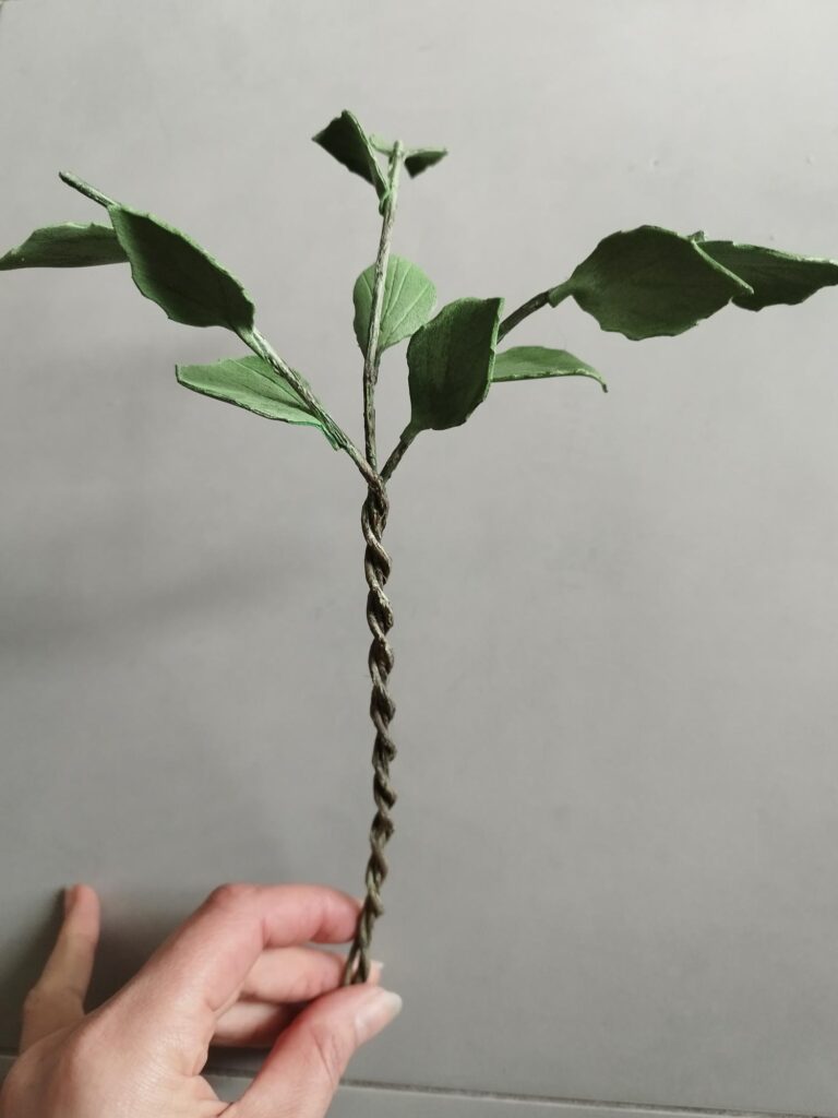 Branches de feuilles fait en feuille de mousse avec fil de fer floral torsadé, fait main, décoration pour bouquet
